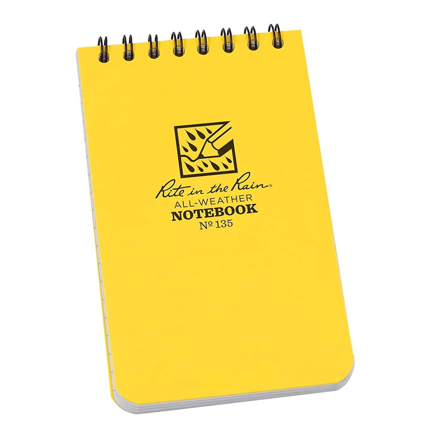 Rite in the Rain 135L All-Weather Top-Spiral Notebook, 3" x 5", Yellow Cover, Universal Pattern (No. 135)