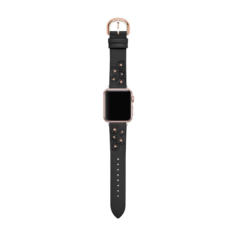 Kate Spade New York Floral Applique Black Leather 38/40mm Band for Apple Watch