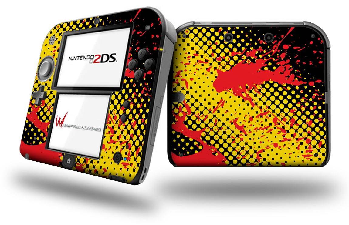 Halftone Splatter Yellow Red - Decal Style Vinyl Skin fits Nintendo 2DS