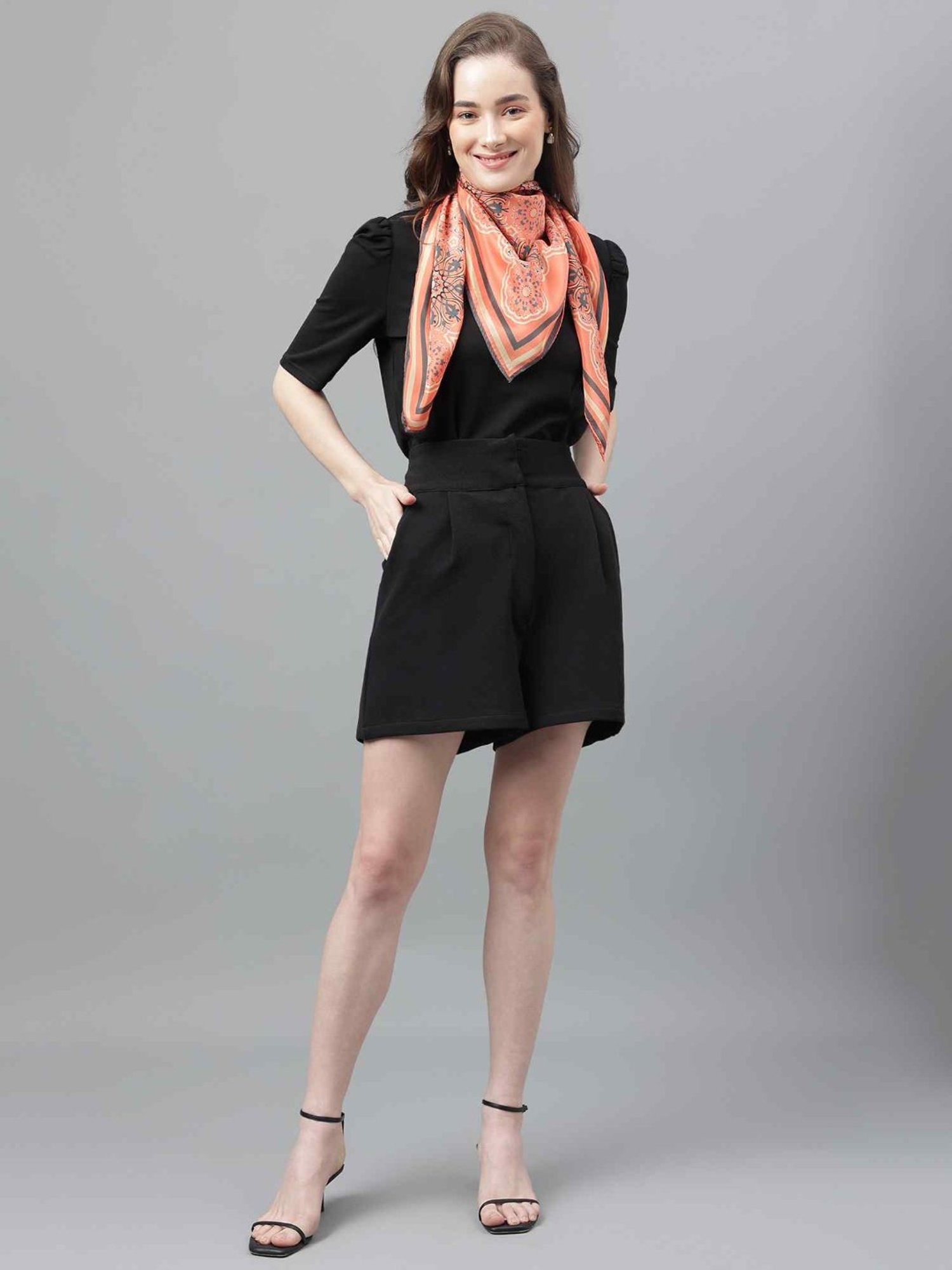 Tossido Peach Geometric Scarf & Bag Scarf Set