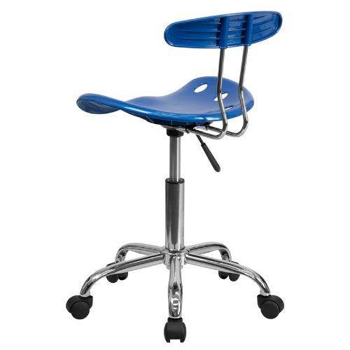 Vibrant Bright Blue and Chrome Swivel Task Chair with Tractor Seat