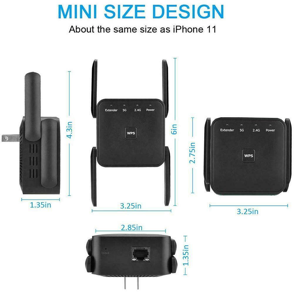 AC1200 Dual Band Wifi Repeater Wireless Range Extender 2.4G   300Mbps 5G 867Mbps Wall Repeater WiFi Amplifier Booster Home Networking Enhance Wifi Signal