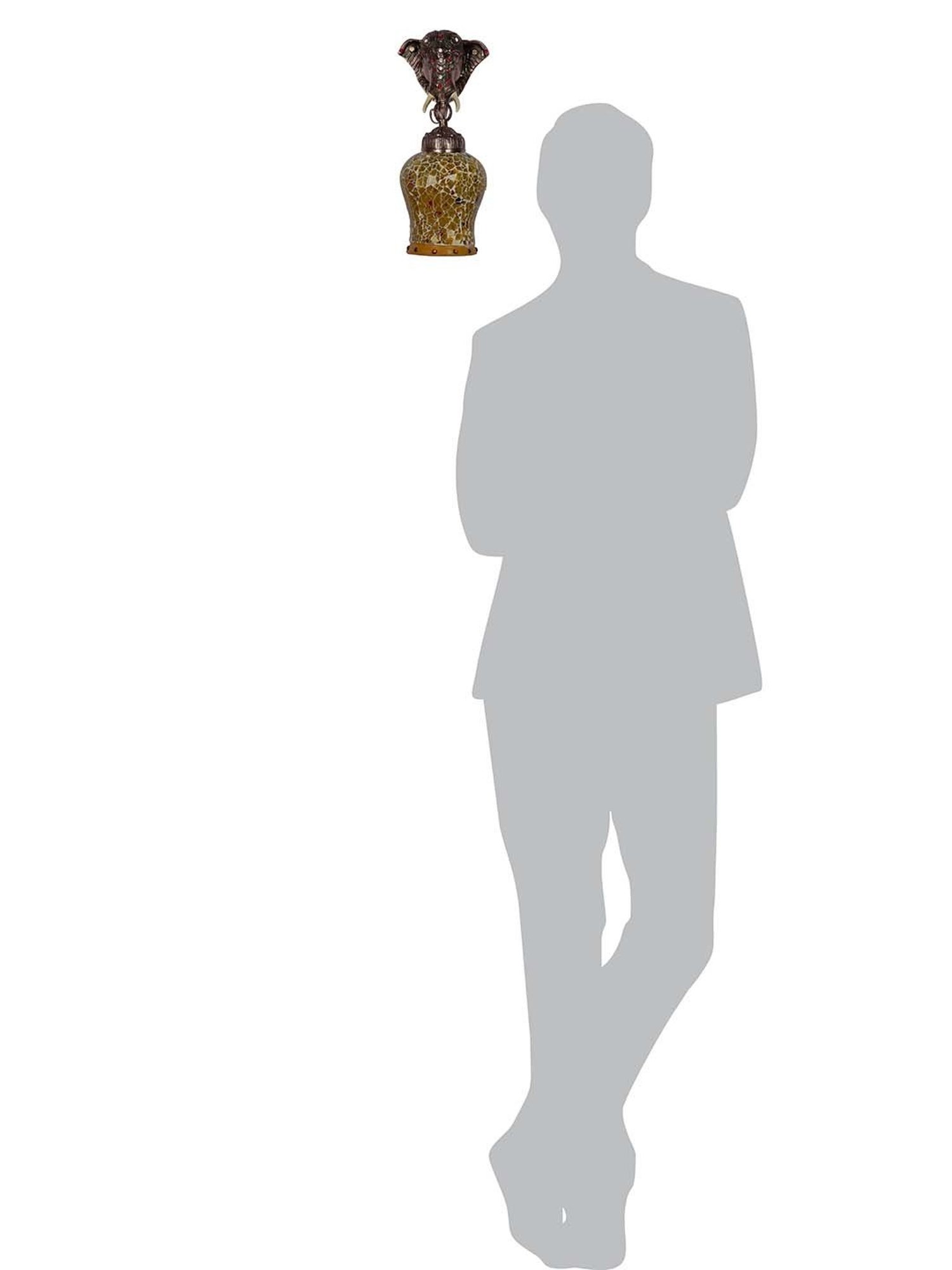 Fos Lighting Elephant Yellow & Brown Aluminium Wall Sconce With Crackle Glass Shade - Set of 1