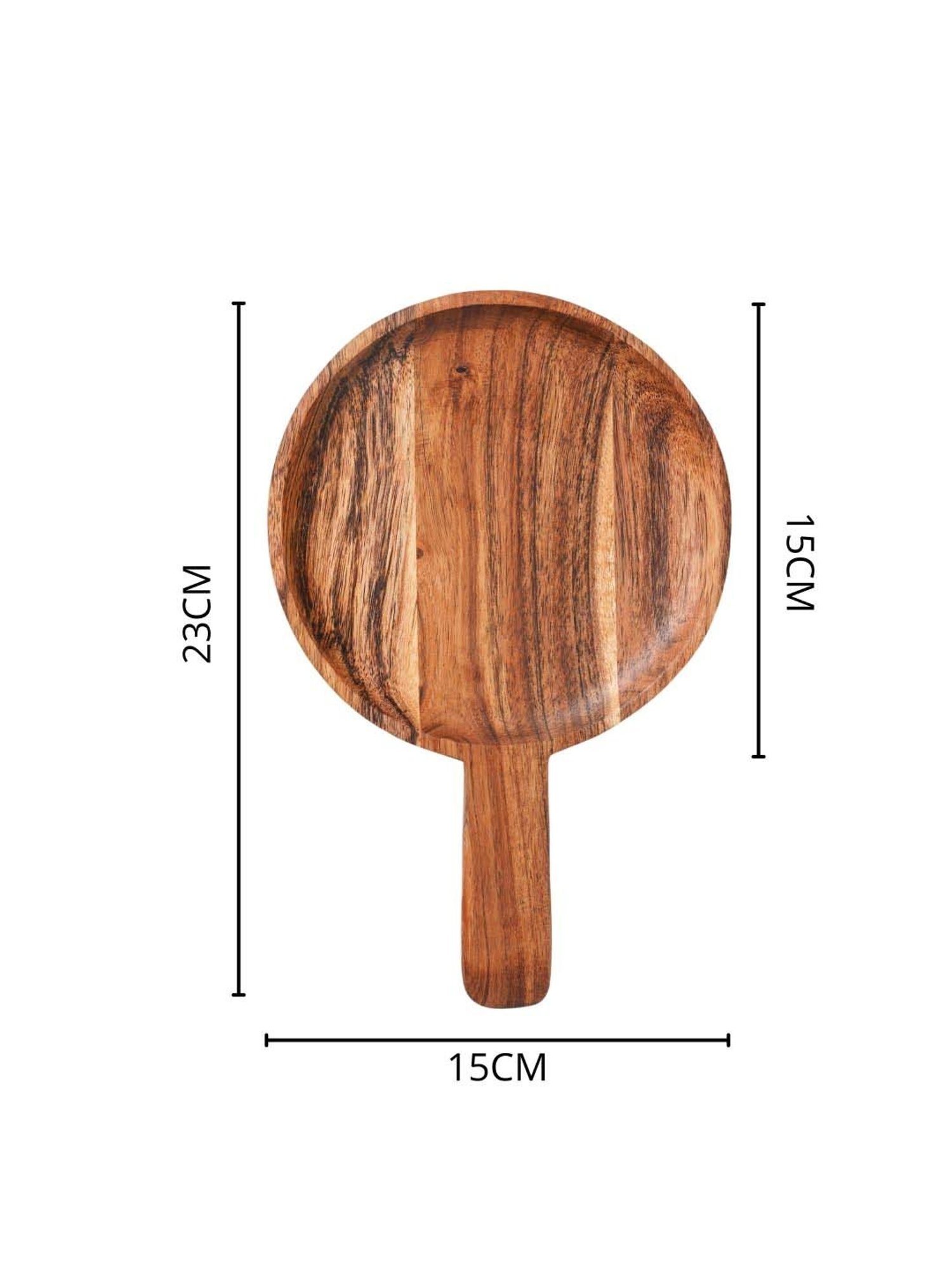 Nestasia round 100% Natural Accacia Wooden chopping+Serving board with handle for occasion(5.9 Inch)