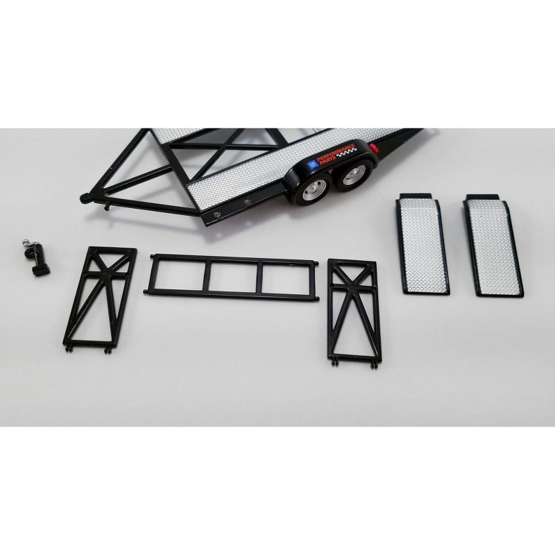Tandem Car Trailer with Tire Rack Black "GM Performance Parts" for 1/43 Scale Model Cars by GMP