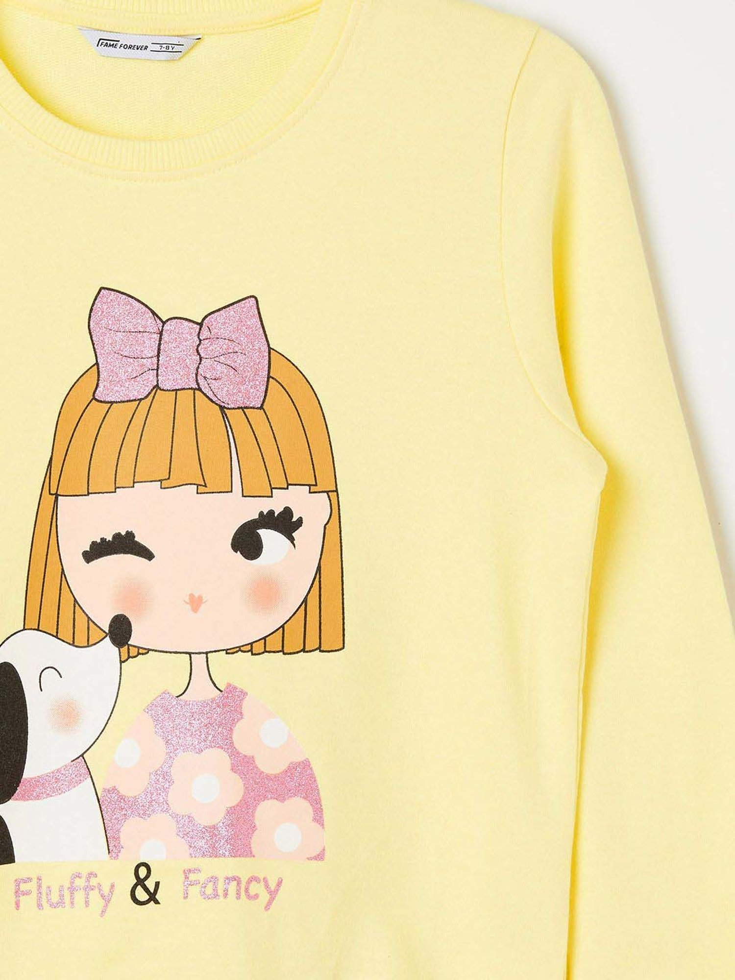 Fame Forever by Lifestyle Girls Yellow Cotton Printed Full Sleeves Sweatshirt