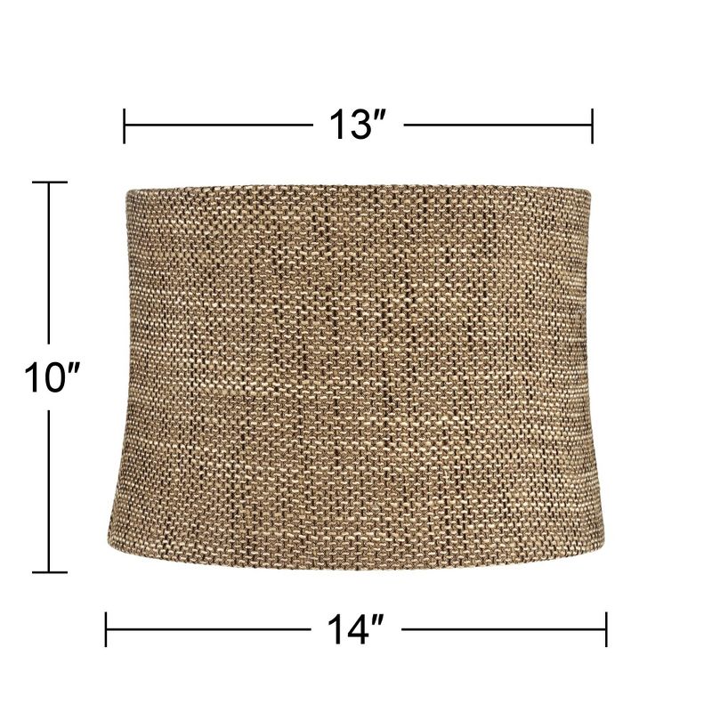 Springcrest Dortmund Charcoal Medium Drum Lamp Shade 13" Top x 14" Bottom x 10" High (Spider) Replacement with Harp and Finial