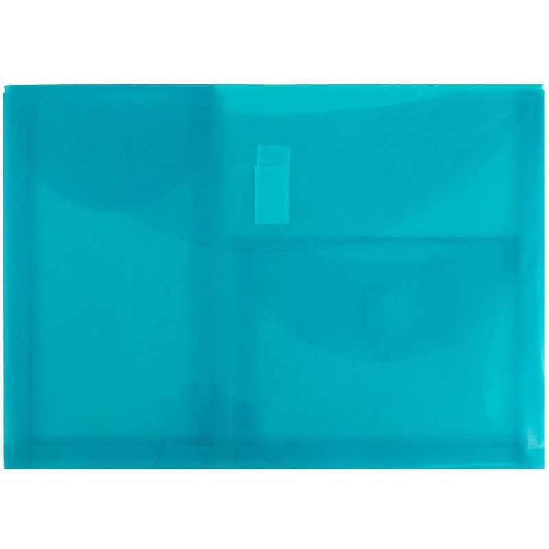 JAM Paper Plastic 3 Pocket Envelope with Hook & Loop Closure, Letter Booklet, 9 3/4'' x 13'', Teal