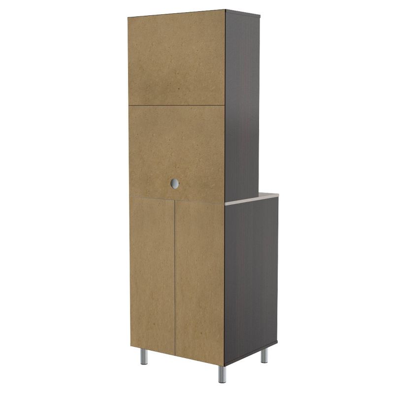 4 Door Breakroom Cabinet with Open Space Espresso/Amber Gray - Inval