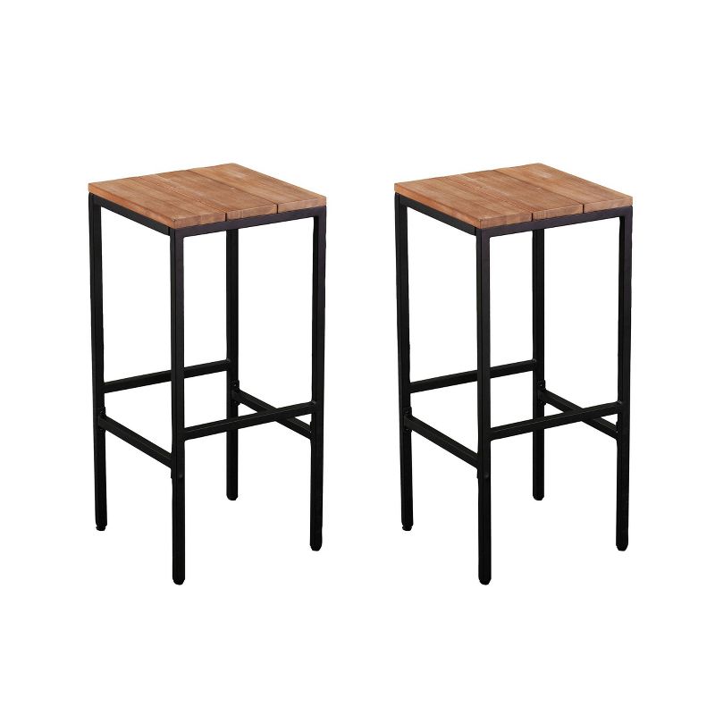 Rockshire 2pk Outdoor Bar Stools Natural/Black - Aiden Lane