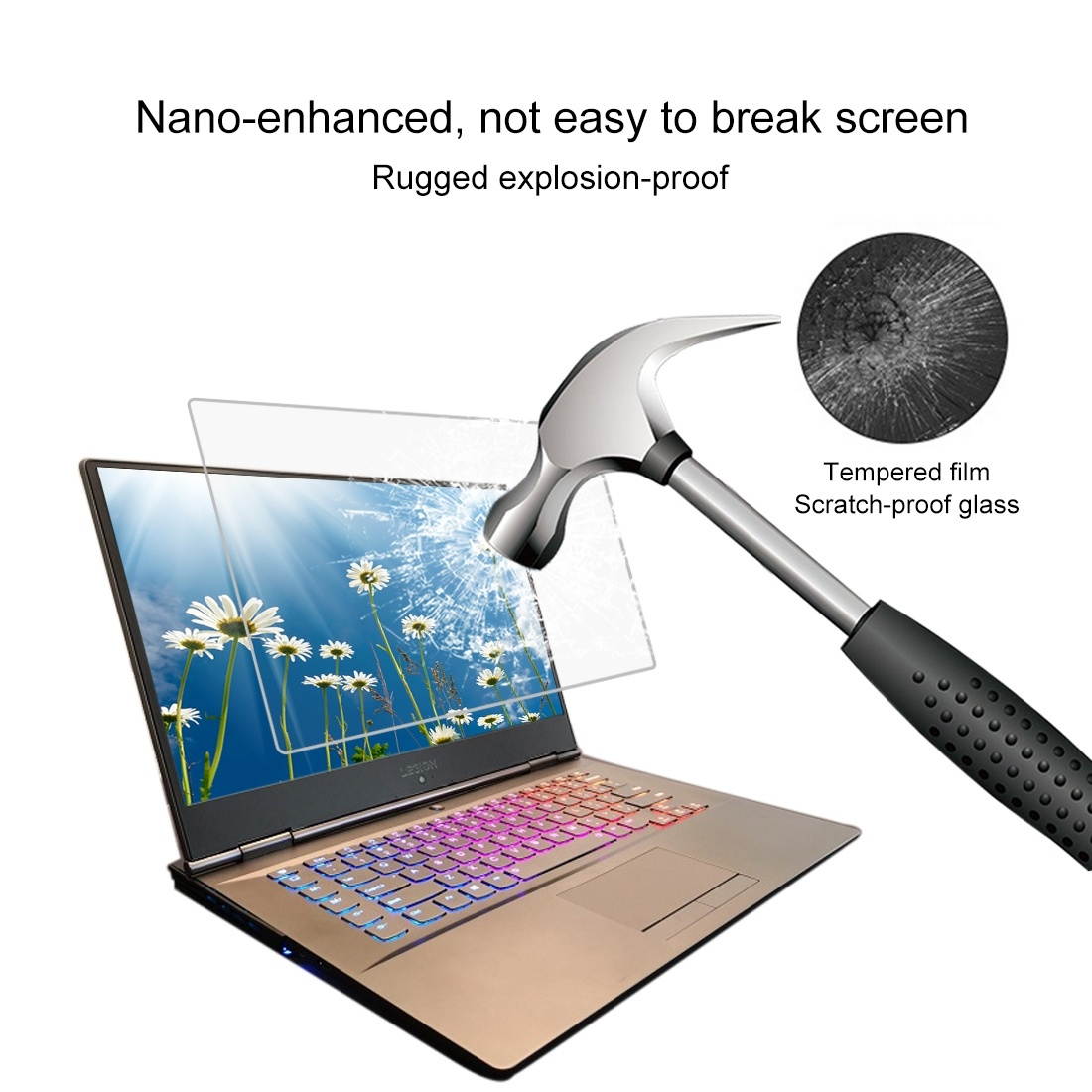 0.4mm 9H Surface Hardness Full Screen Tempered Glass Film for Lenovo Y7000P 15.6 inch