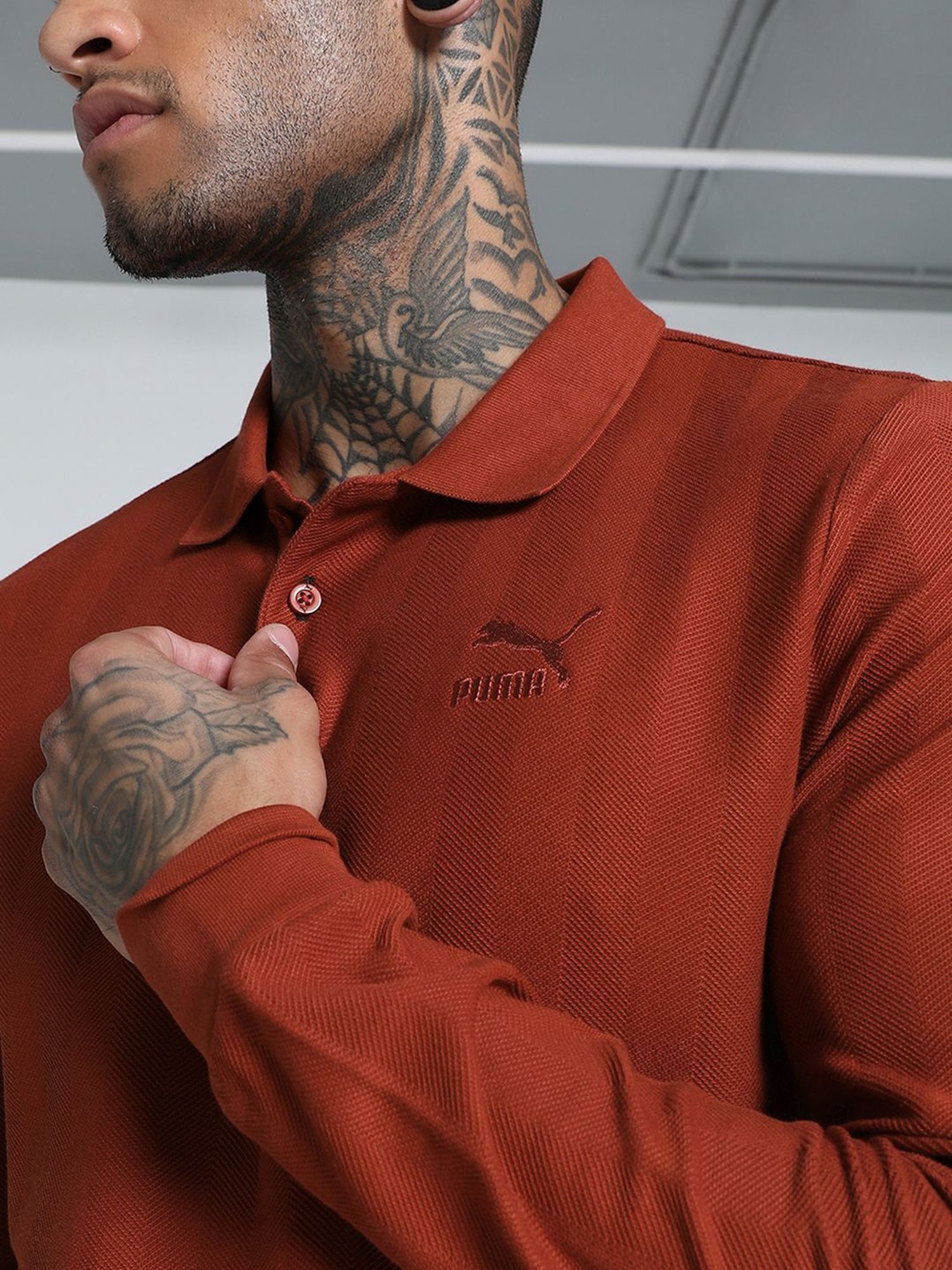 Puma Red Cotton Slim Fit Polo T-Shirt