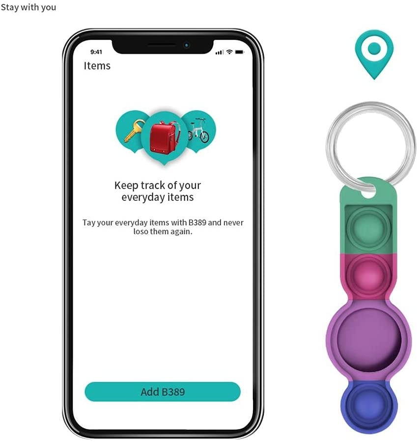 Qinhin Protective Case Compatible for Airtag Locator Tracker Silicone Anti-Lost,Sensory Toys Set,Push Bubble Fidget Pack Stress Release Protective Case for Tracking Locator(M-Blue Purple)