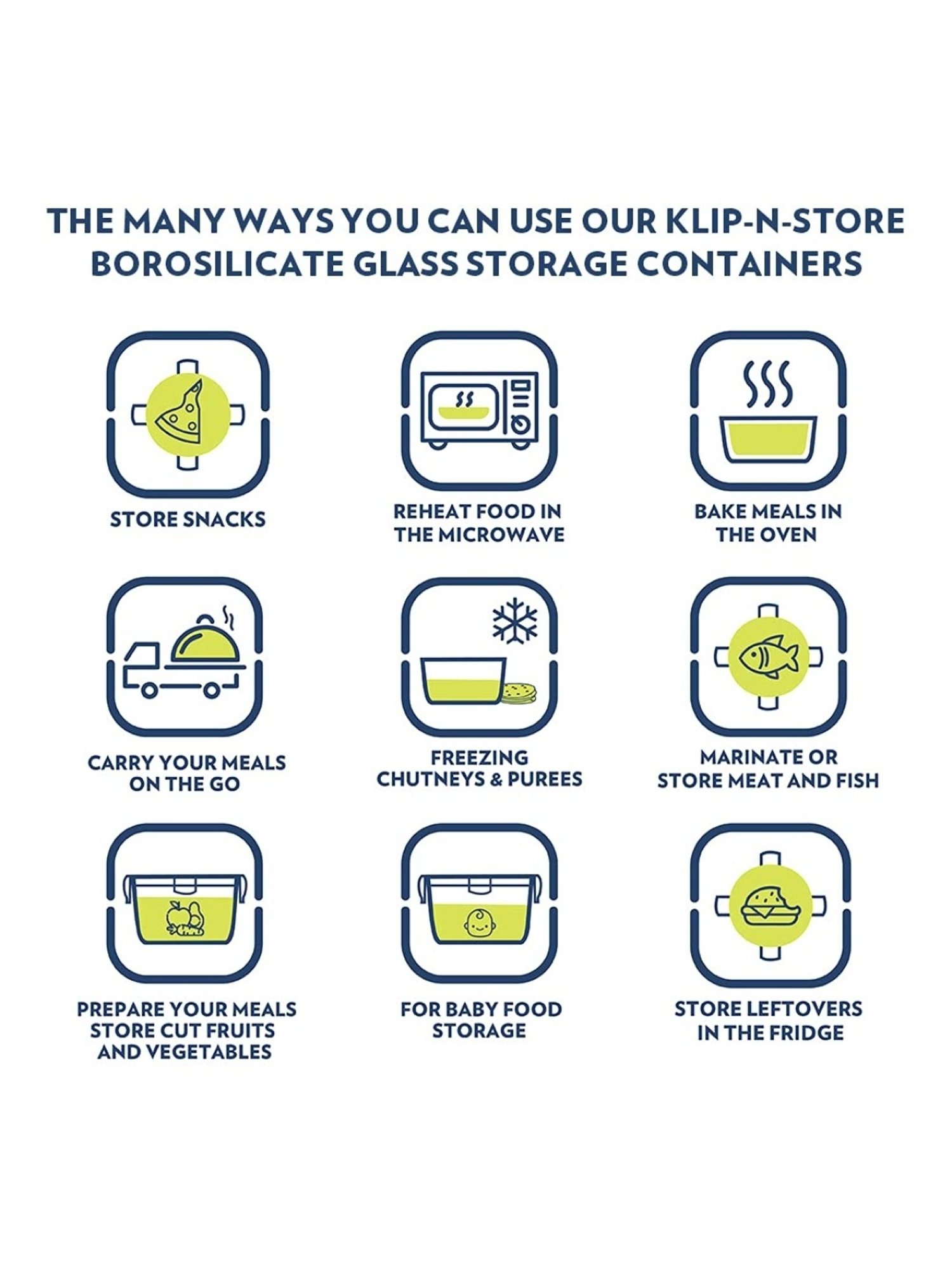 Borosil Transparent Glass Storage Container (1 L)
