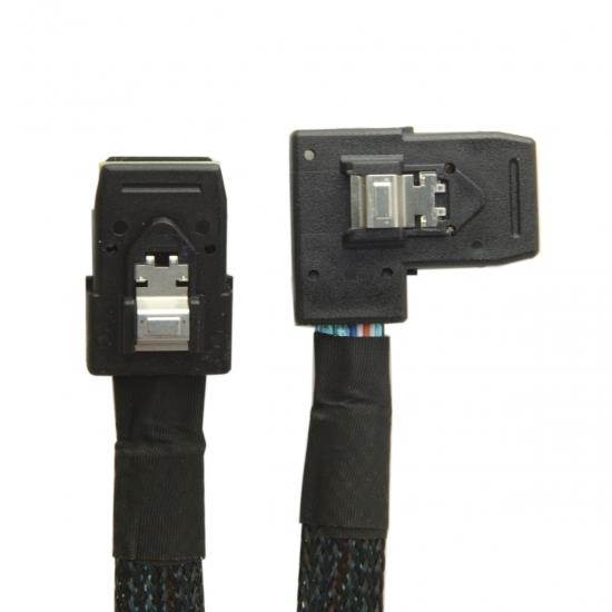 Cablecc  Ultra Slim Flat Left Angled 90 Degree Mini SAS 36pin SFF-8087 to 8087 Data Raid Cable 80cm