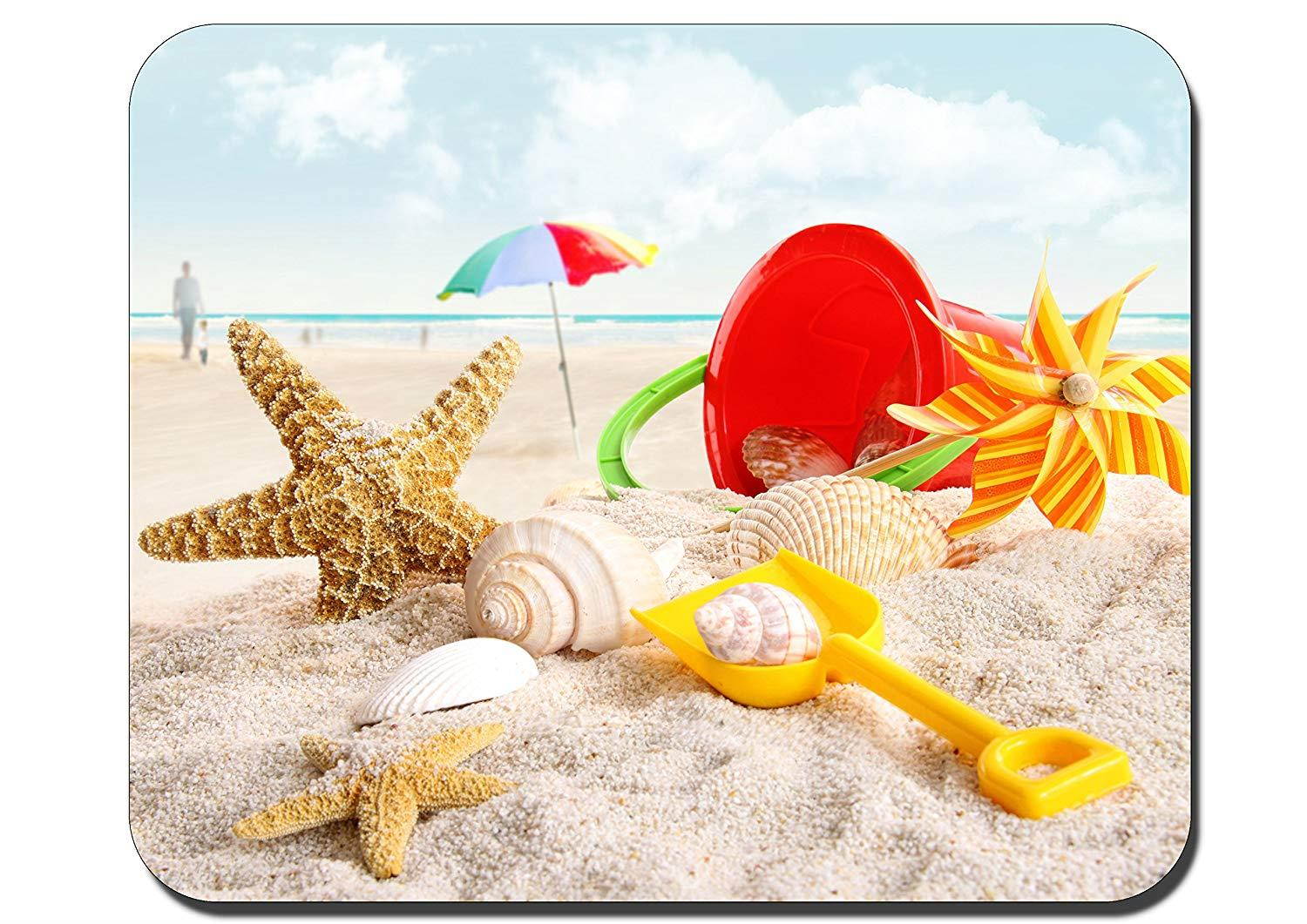 Holiday Beach Mouse Pad Anti-Slip Personalized Rectangle Gaming Mouse Pads Size:9.4" x7.9" RB208