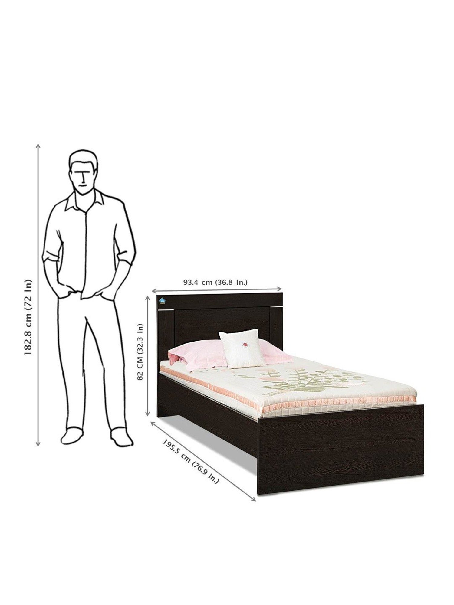 Duroflex Plush Brown Sheesham Wood Queen Bed in Honey Finish