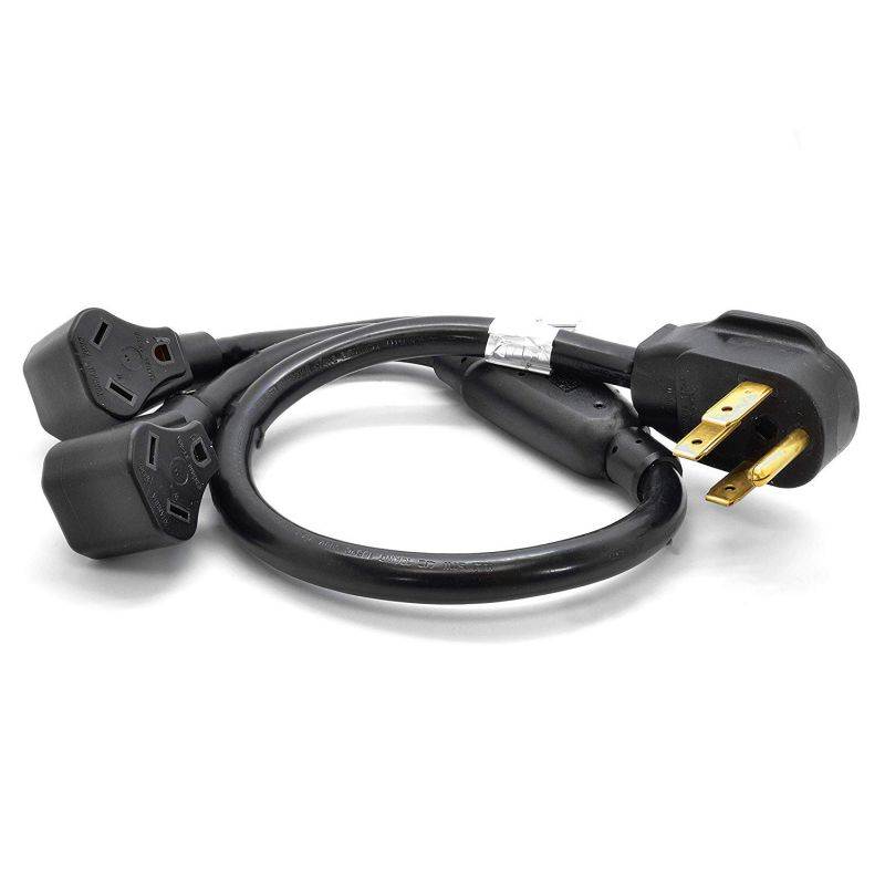 Ceptics NEMA 14-50 to 2 x TT-30 Rec Cord Extension Power Cord (1.5 Feet)
