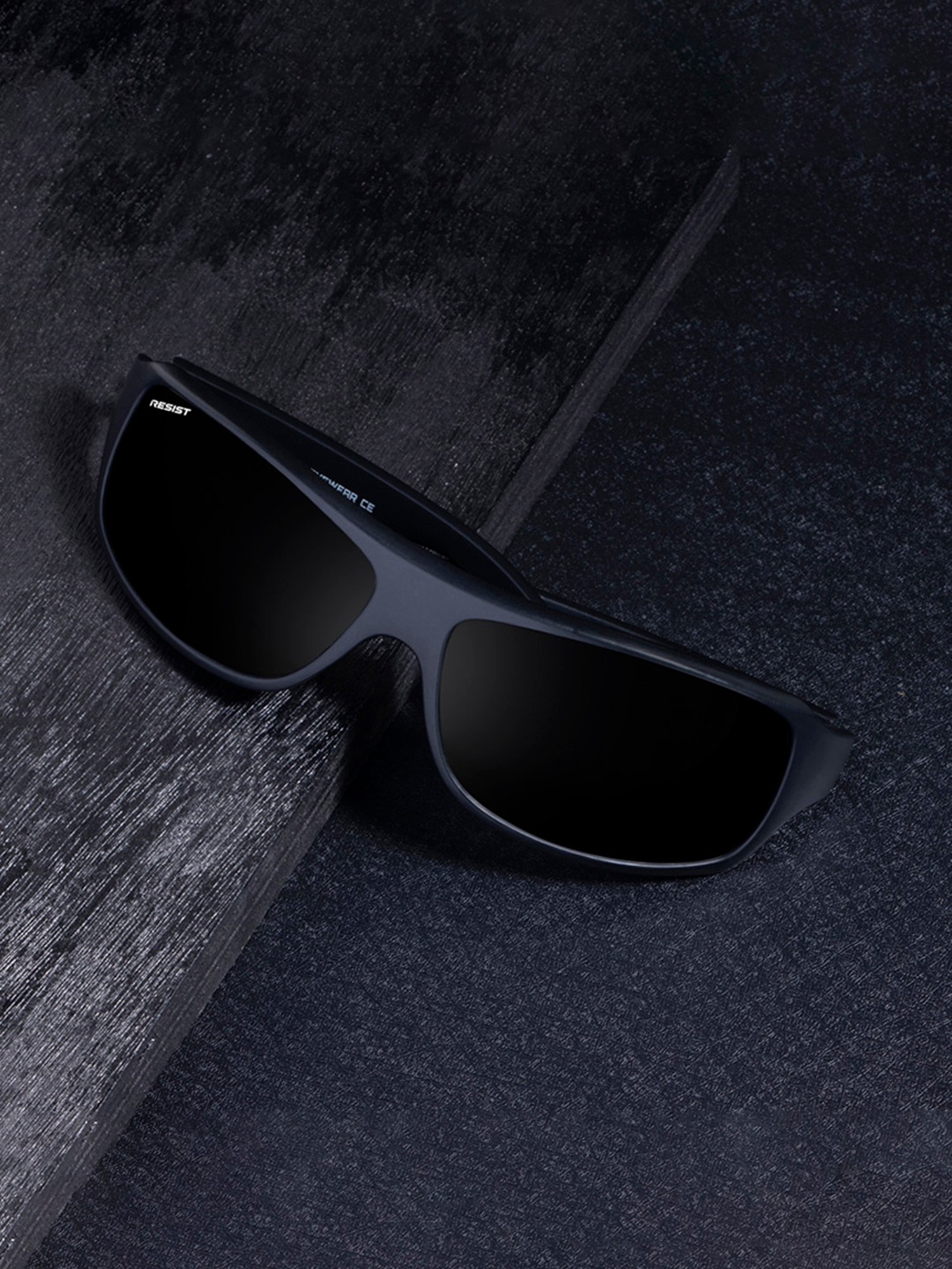Resist Eyewear Black Wraparound UV Protection Unisex Sunglasses