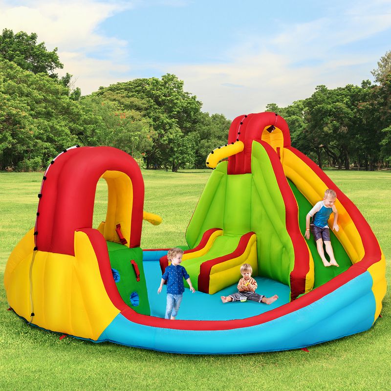 Kids Inflatable Water Slide Bounce Park Splash Pool w/Water Cannon & 480W Blower