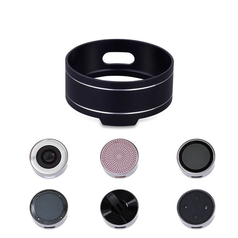 Universal Metal Round Reserved Charging Port Protective Cover Case for Echo Dot bluetooth Speaker Black