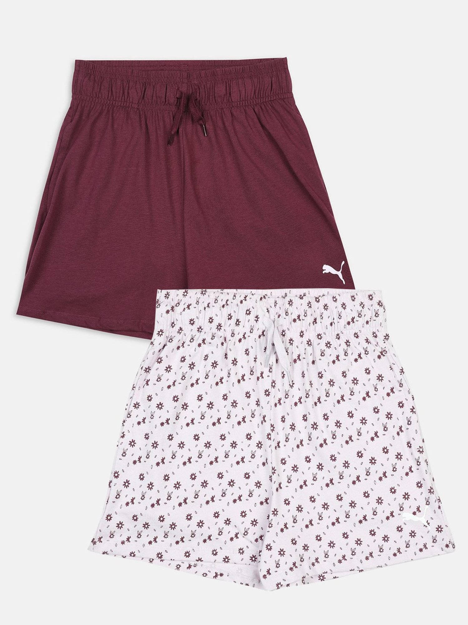 Puma Kids Purple & White Cotton Logo Shorts