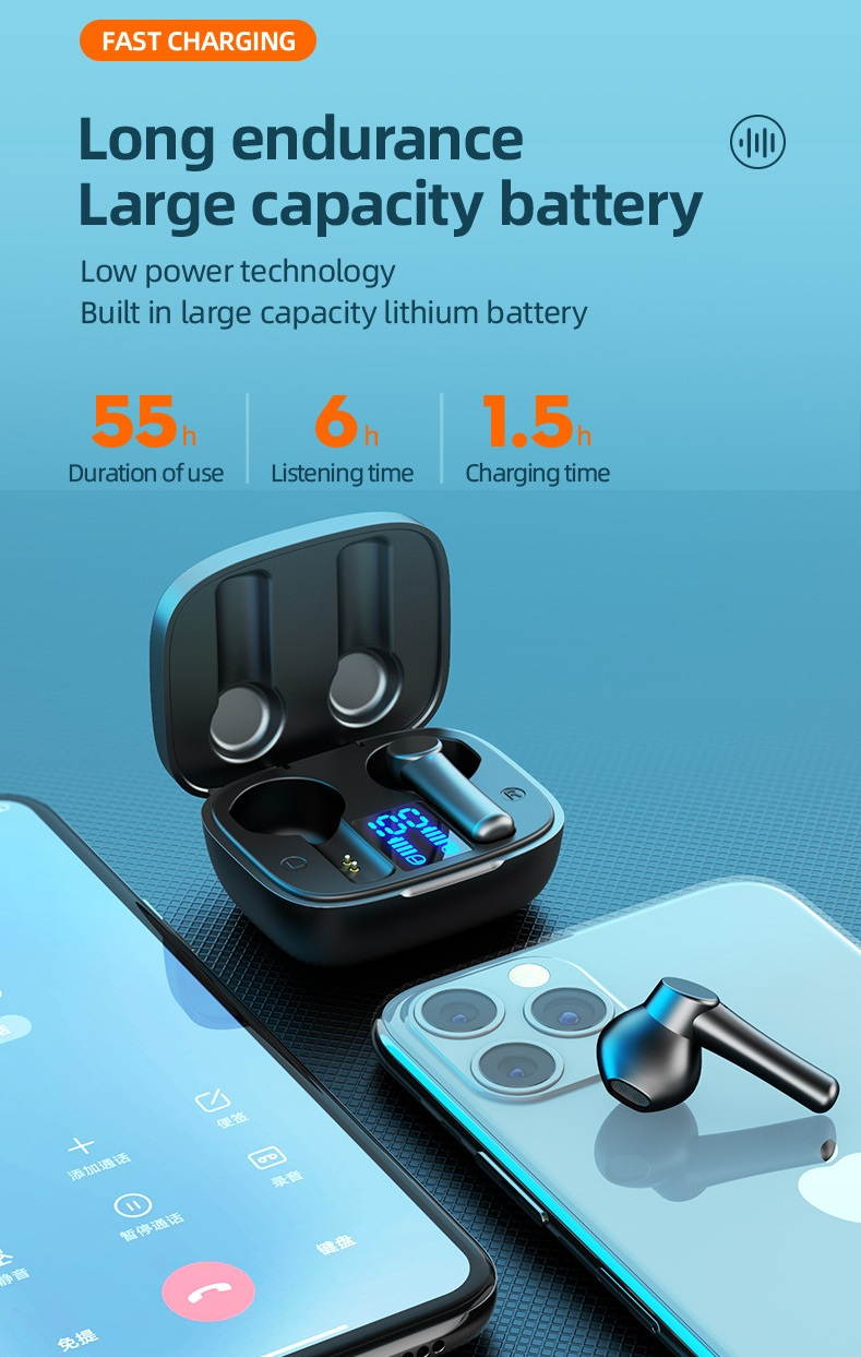 UKCOCO Wireless Earbuds, Bluetooth 5.0 Headphones with 30H Playtime Touch Control, IPX5 Waterproof Bluetooth TWS Stereo Earphones with Deep Bass Built-in HD Mic, in-Ear Headset for Sports Work