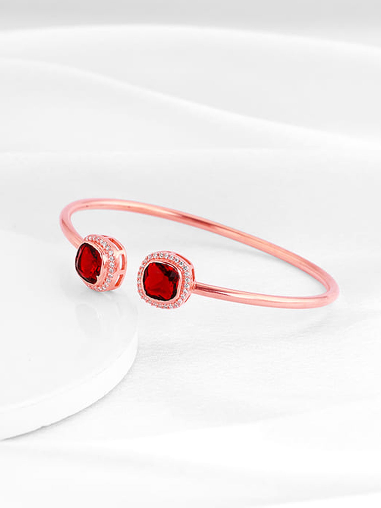 GIVA 925 Silver Rose Gold Love Connect Cuff Bracelet for Women & Girls