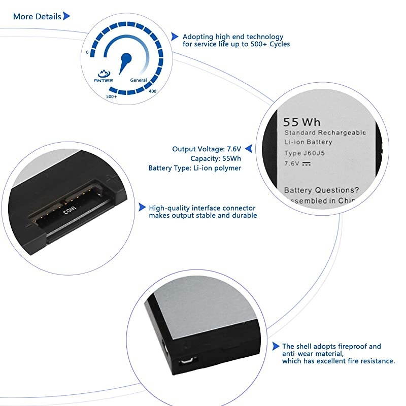 J60J5 MC34Y Laptop Battery Compatible with Dell Latitude E7270 E7470 P26S001 P61G001 Series Notebook R1V85 451BBSX 451BBSY 451BBSU 242WD 1W2Y2 GG4FM WYWJ2 PDNM2 76V 55Wh 4Cell