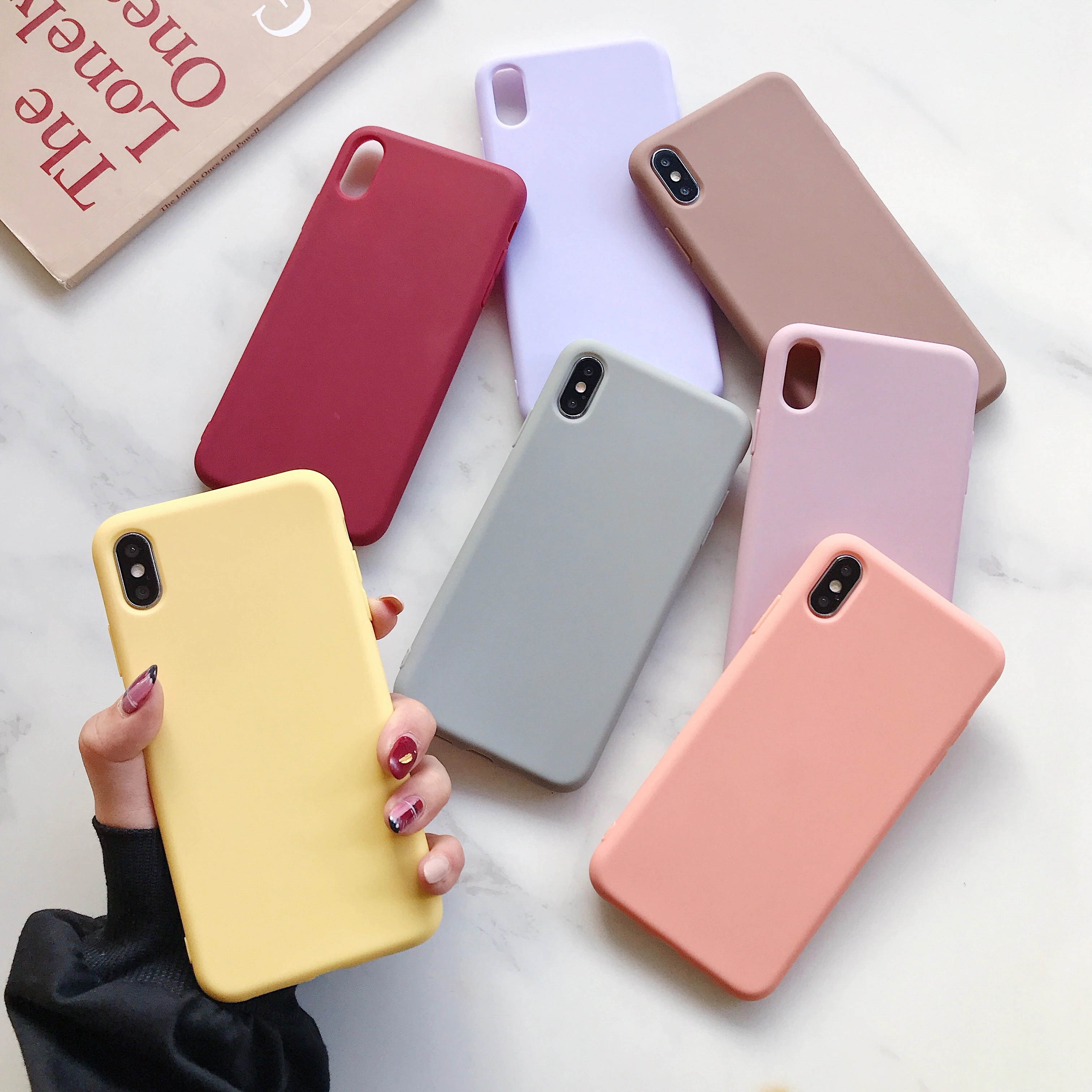 Color Candy Case for iPhone 12 11 Pro Max Ultra Thin Soft Tpu Back Phone Cover for iPhone X XR XS Max 6 6s 7 8 Plus Se Case