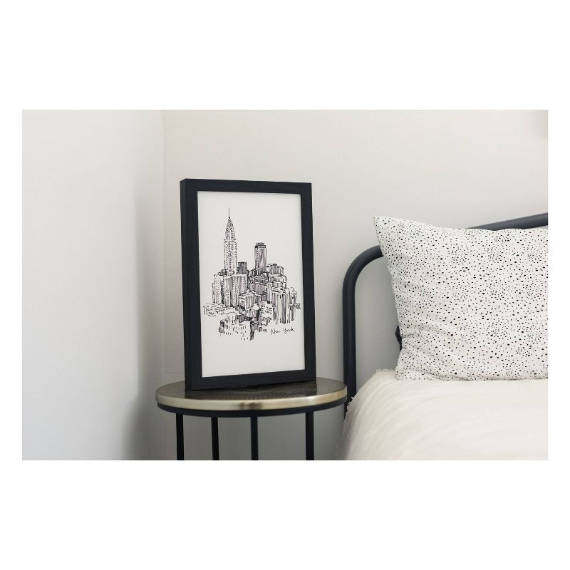 12" x 18" New York Cityscape Line Drawing Art Board Black - Petal Lane