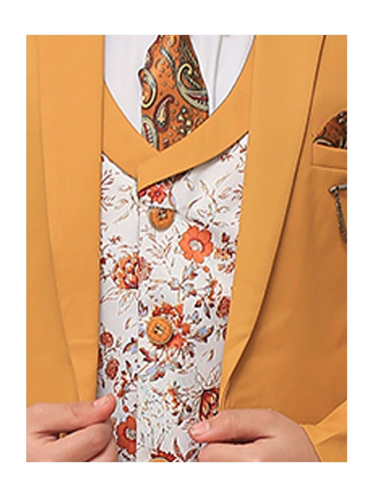 Fourfolds Boys Blue & White Solid Full Sleeves Suit Set