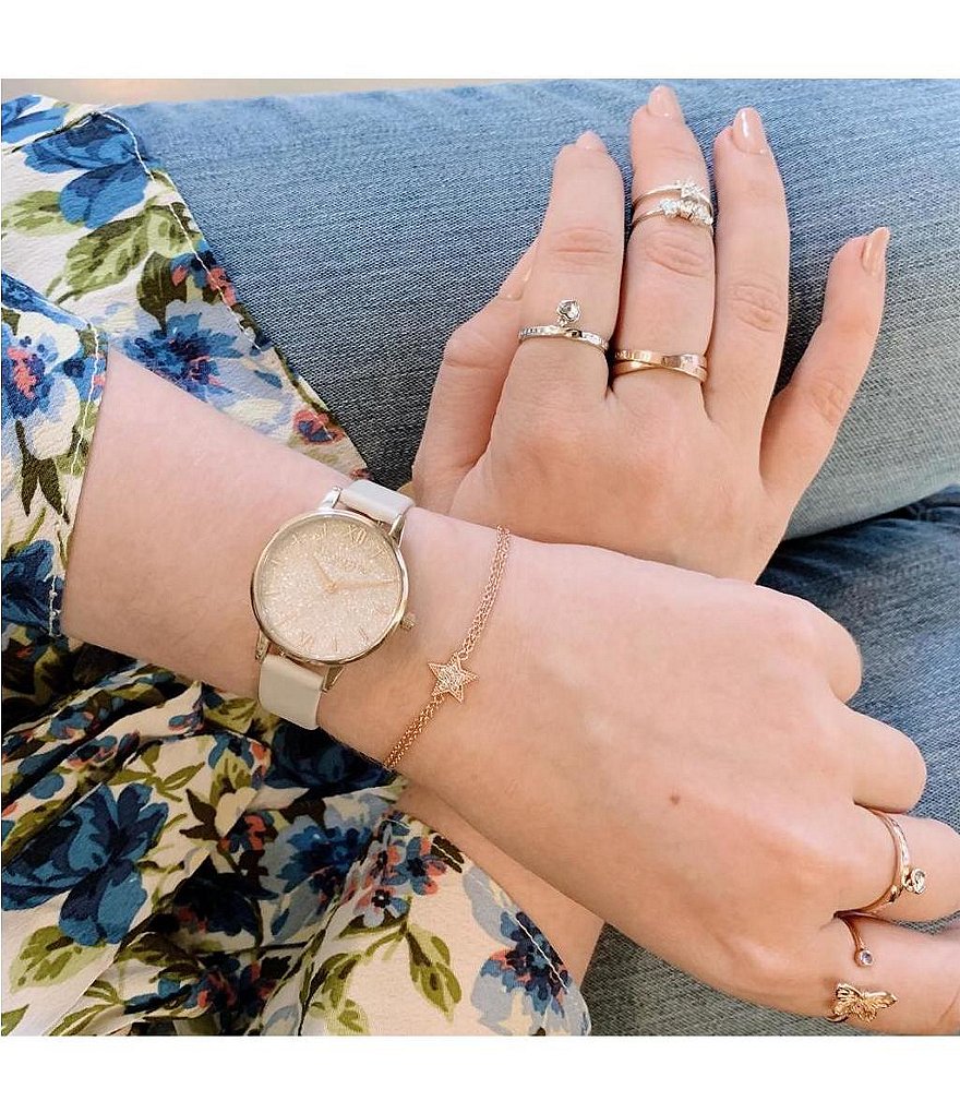 Olivia Burton Glitter Dial Vegan Blush & Pale Gold Watch