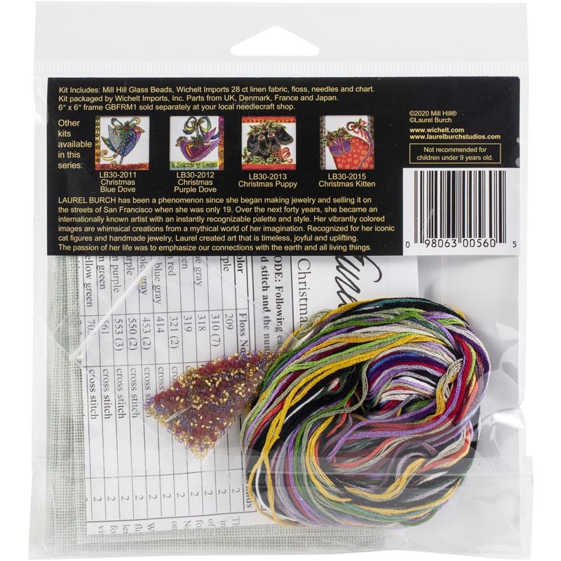 Mill Hill/Laurel Burch Counted Cross Stitch Kit 5.5"X5.5"-Christmas Cat & Dog (28 Count)