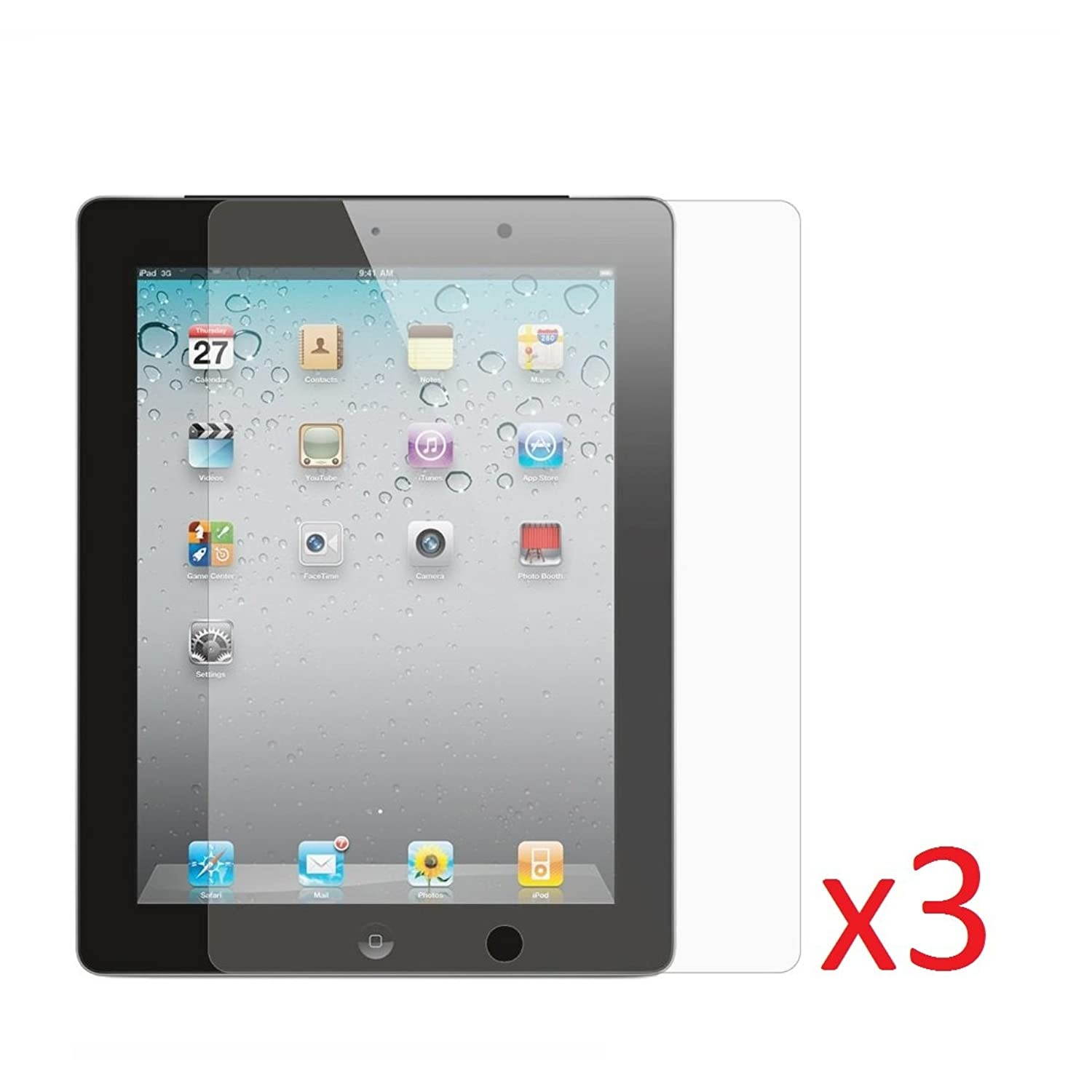 eTECH Collection 3 Pack of Clear Screen Protector for iPad 2, iPad 3, iPad 4 (iPad 2nd, 3rd, 4th Generation)