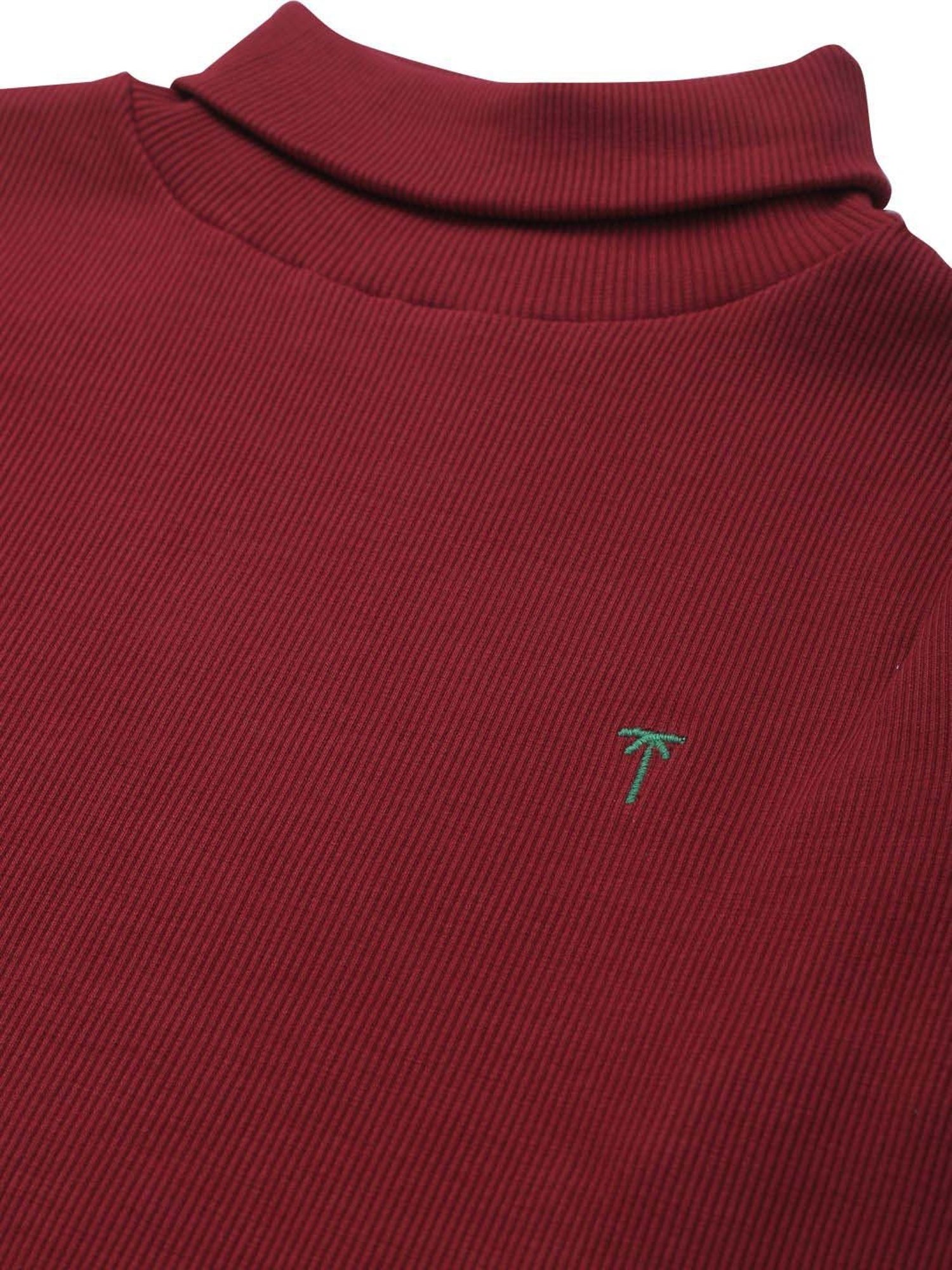 Palm Tree Kids Maroon Cotton Regular Fit Full Sleeves Skivvy