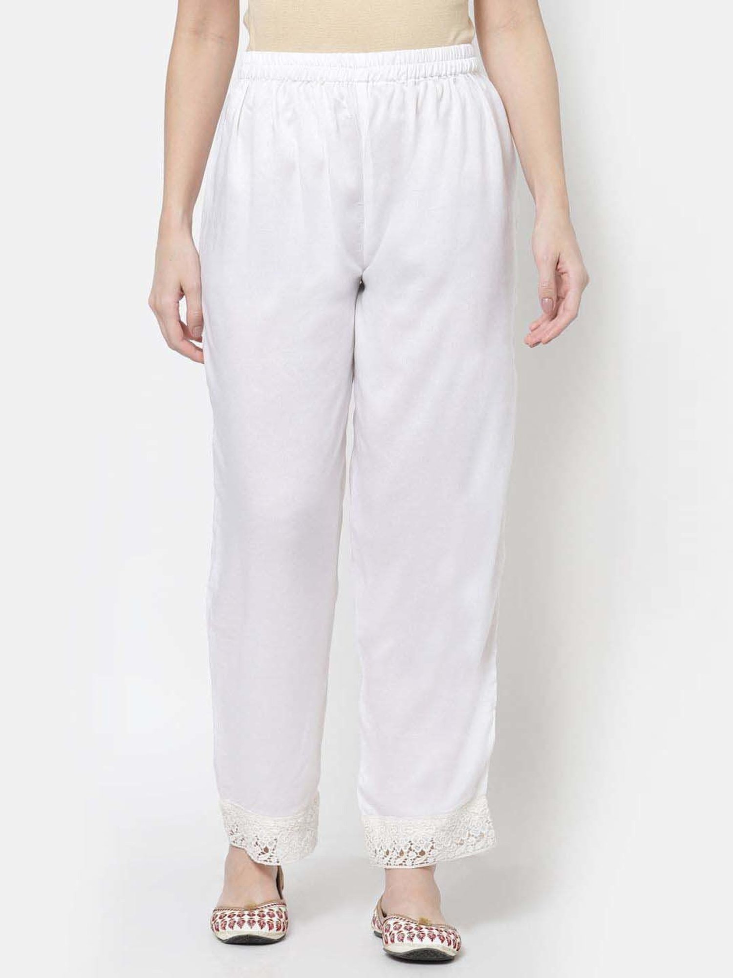 DART STUDIO White Regular Fit Palazzos