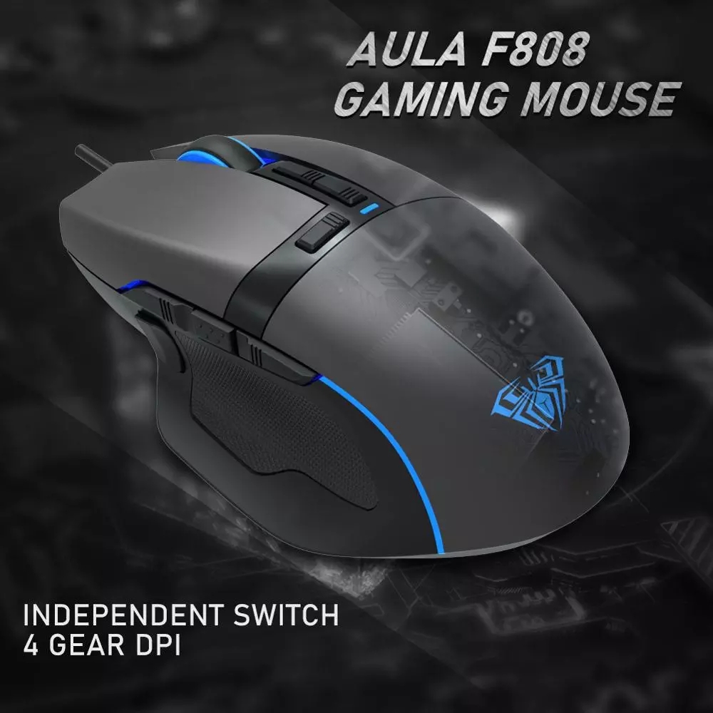 AULA RGB Gaming Mouse with Side Buttons Macro Programming 10000 DPI Adjustable 14 Key Wired USB Backlit Mouse for Desktop Laptop - H510 White