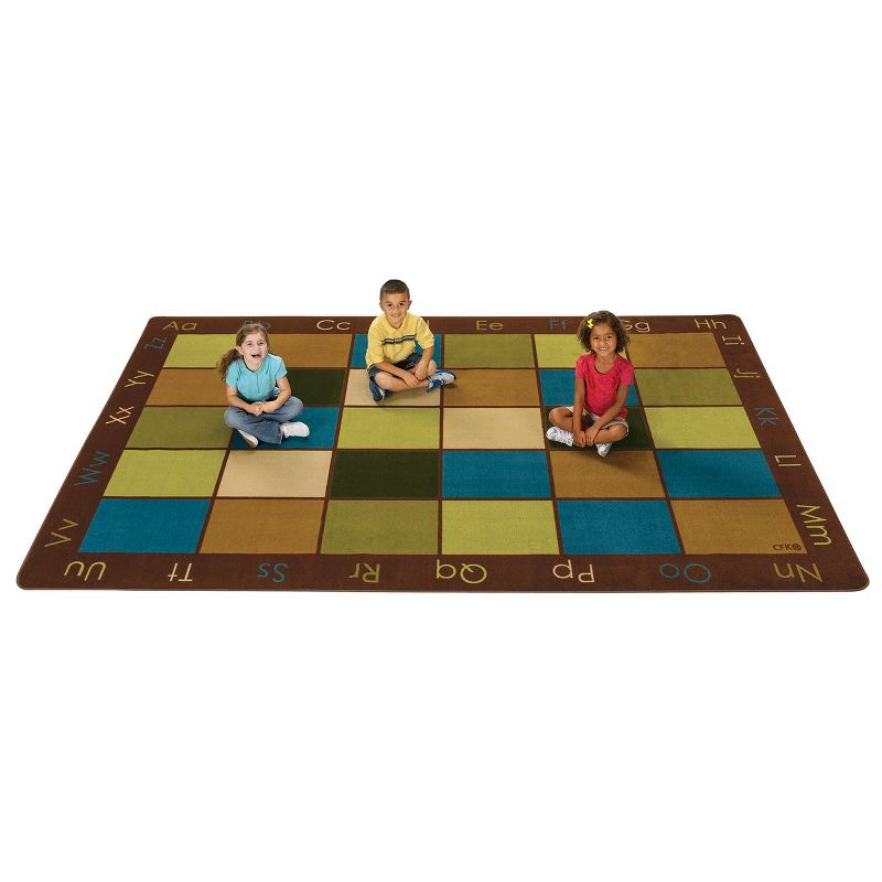 6'x9' Rectangle Woven letters Area Rug Brown - Carpets For Kids