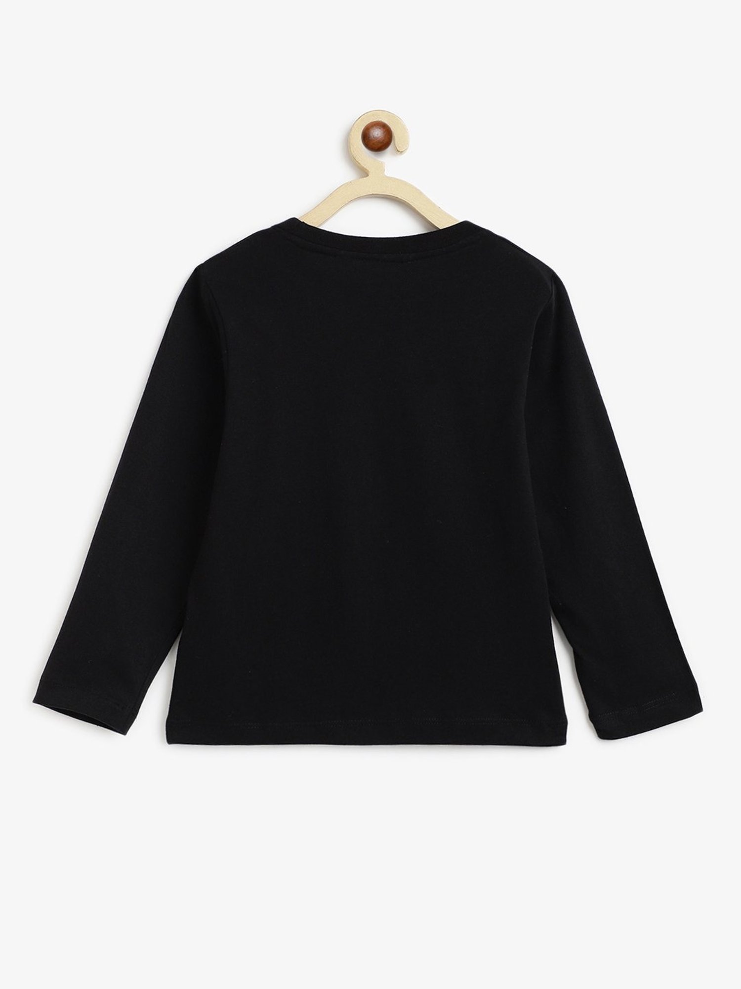 Campana Kids Black Printed Full Sleeves T-Shirt