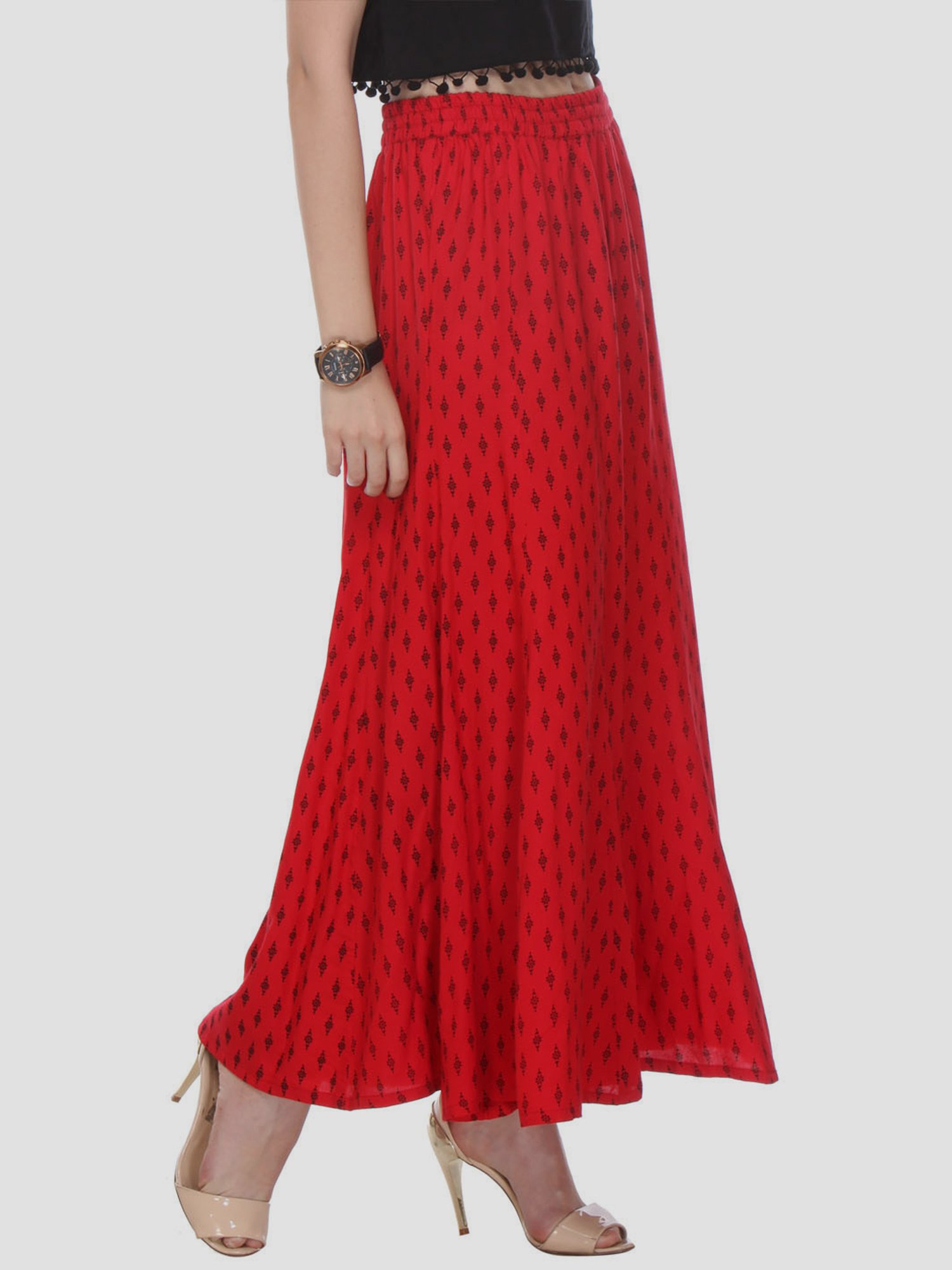 Saffron Threads Black Elasticated Palazzos