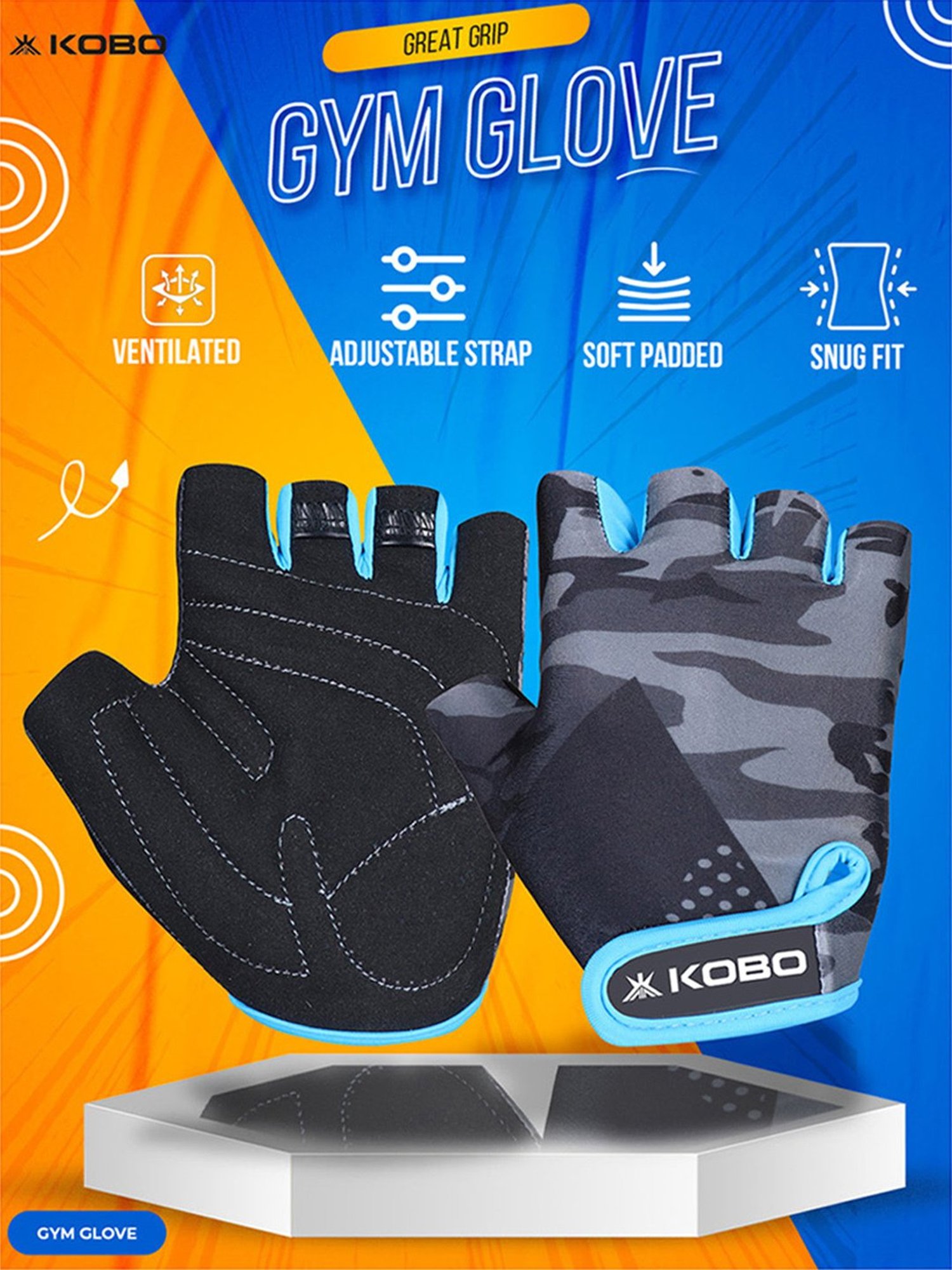 Protoner Gym Gloves with Padded Palm and Wrist Support (Black)