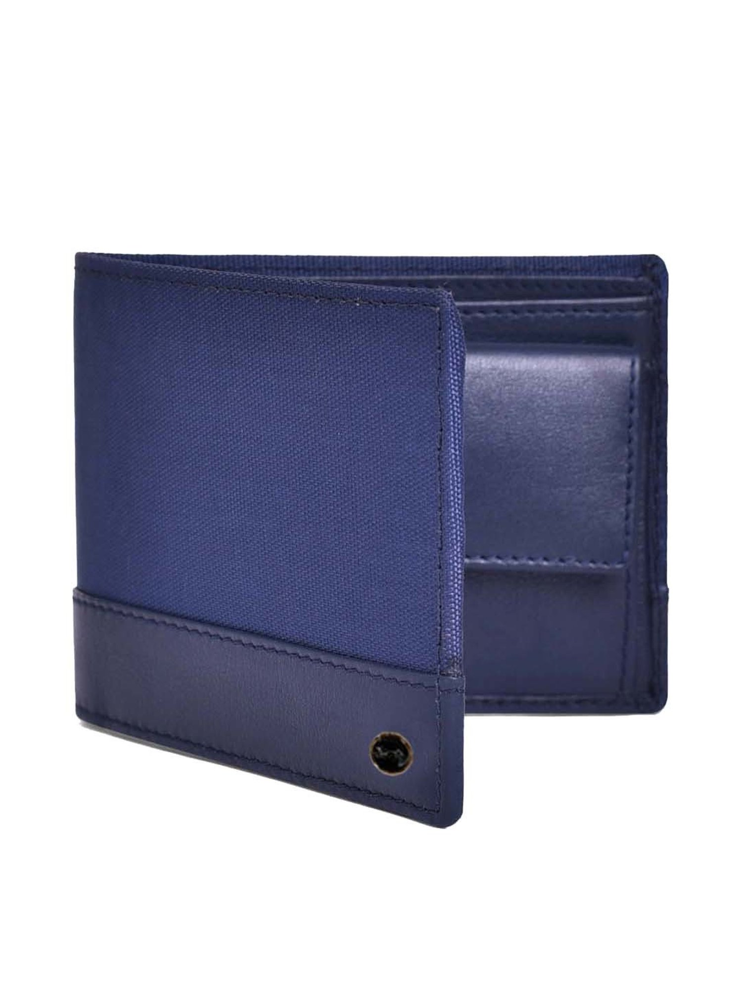 BELWABA Navy Casual Leather Bi-Fold Wallet for Men