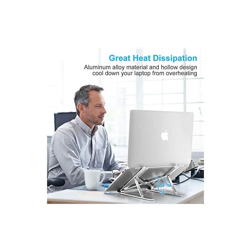 Stand,Holder Riser Portable Adjustable Computer Tablet Stand,Multi-Angle Adjustable Foldable Aluminum Desktop Holder Mount Compatible with MacBook,iPad, HP, Dell, Lenovo 10-15.6&rdquo; Silver