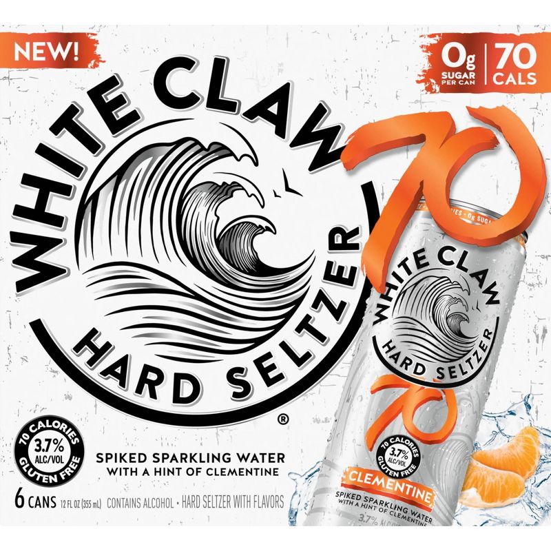 White Claw 70 Clementine Hard Seltzer - 6pk/12 fl oz Slim Cans