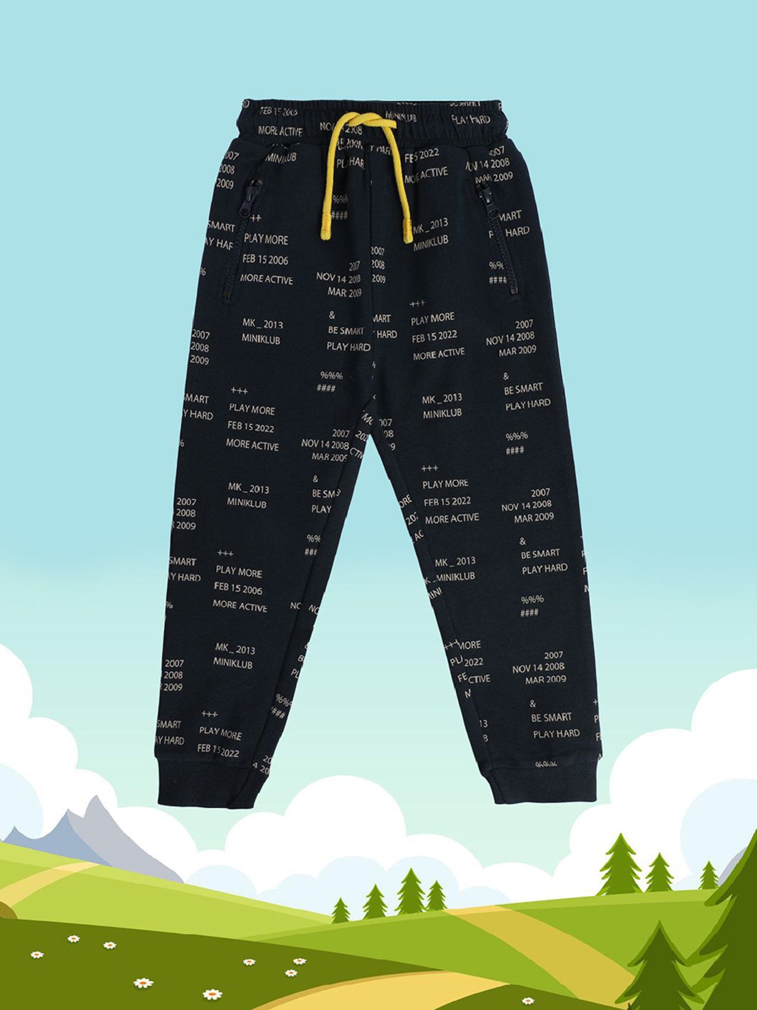 MINIKLUB Boys Black Printed Joggers