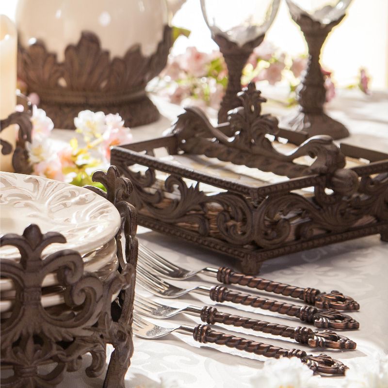 GG Collection Acanthus Leaf Brown Cast Metal  Napkin Holder