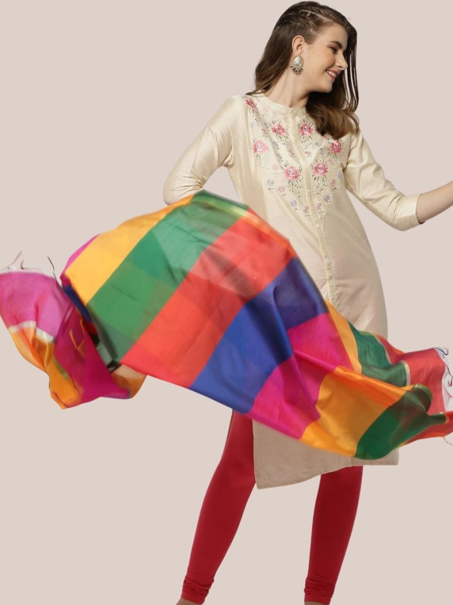 Dupatta Bazaar Multicolor Striped Dupatta