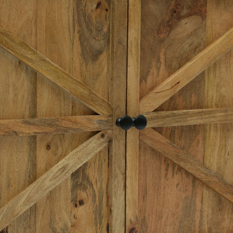 Sula Farmhouse Handcrafted Mango Wood 2 Door Cabinet Natural - Christopher Knight Home