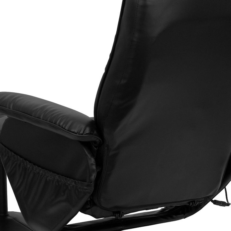 Flash Furniture Massaging Heat Controlled Adjustable Recliner and Ottoman with Wrapped Base in Black LeatherSoft